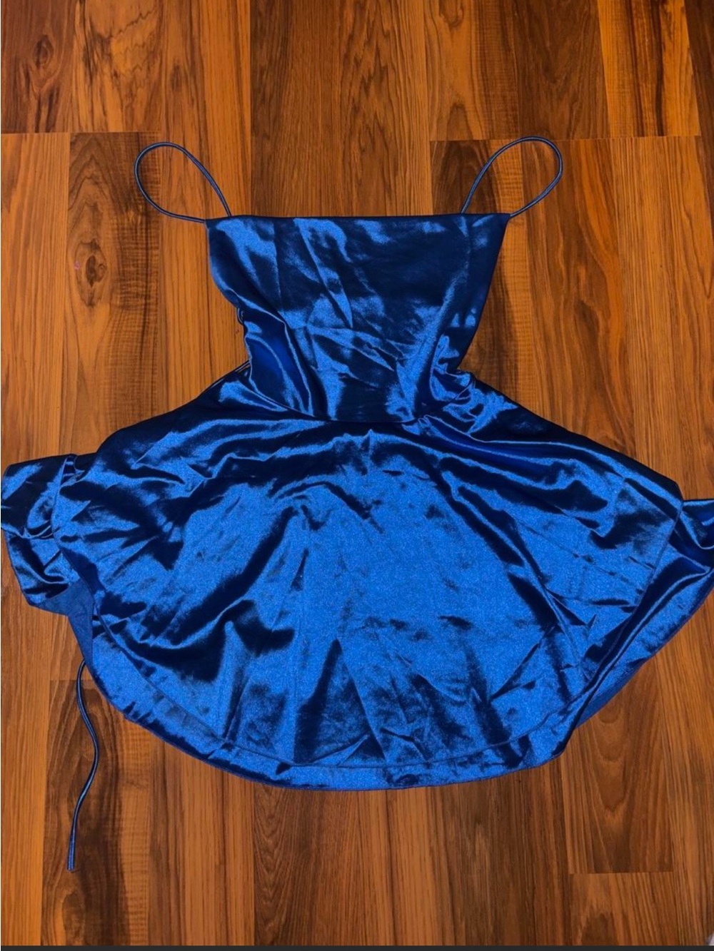 Blue Satin Spaghetti Strap Chemise